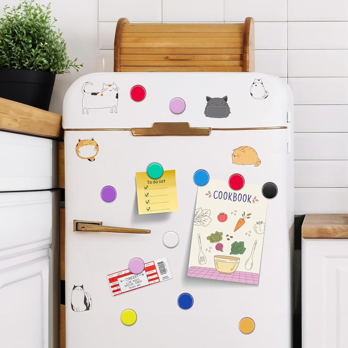 FINDMAG 90 Pack Refrigerator Magnets, Round Fridge Magnets, Small Magnets for Whiteboard, Decorative Magnets, Office Magnets for School, Locker, WhiteBoard (10 Colors)