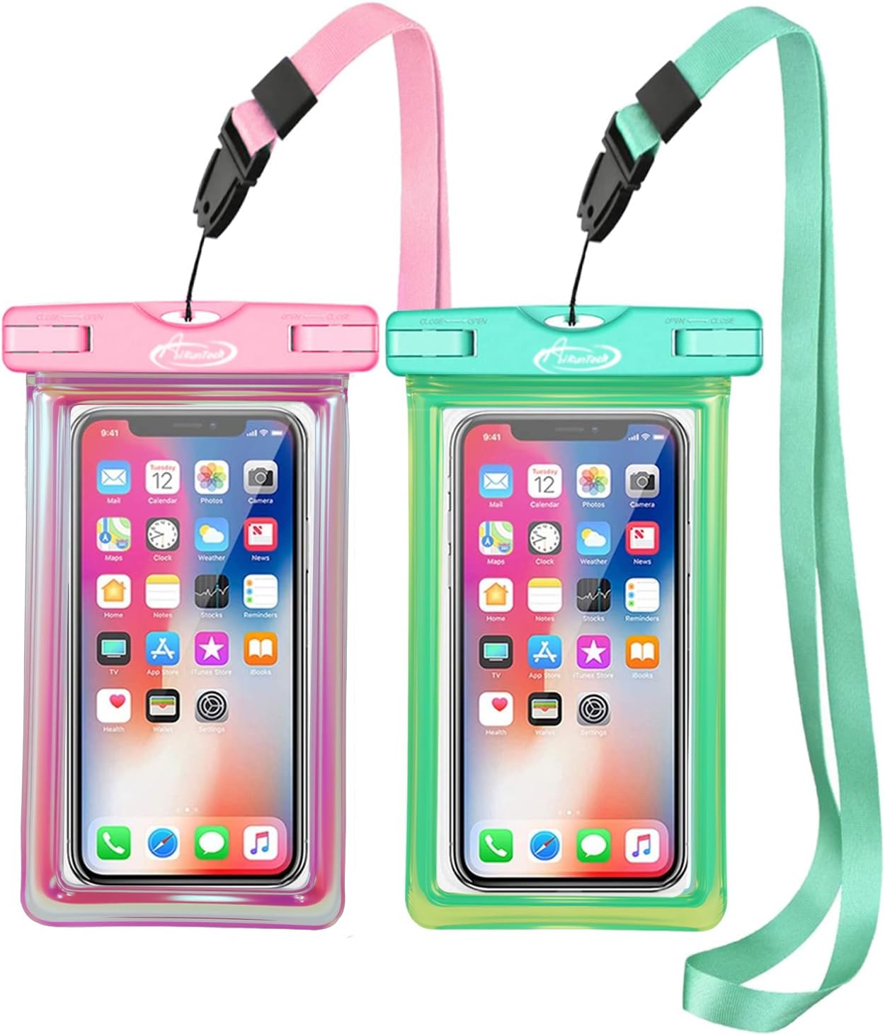 AiRunTech Universal Waterproof Phone Pouch, Beach Essential Accessories Protector iPhone Passport Money Sandproof,Swimming Sup Surfing Jetski Must Haves