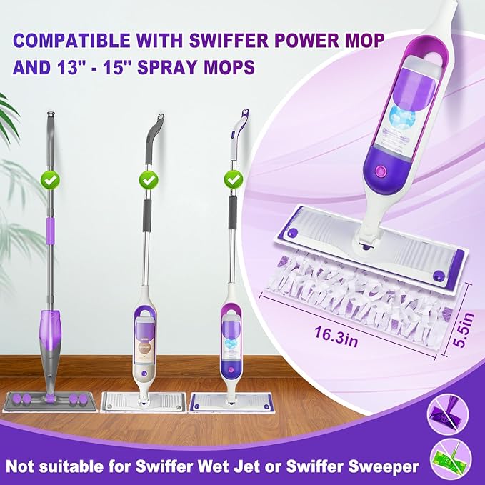 Mop Pads for Swiffer Powermop - 10 Pack Wet Dry Disposable Refills for Hardwood Floor Cleaning - Mopping Replacement for Tile Wood Multi-Surface Floors - Sweeping Cloths for Home Kichen