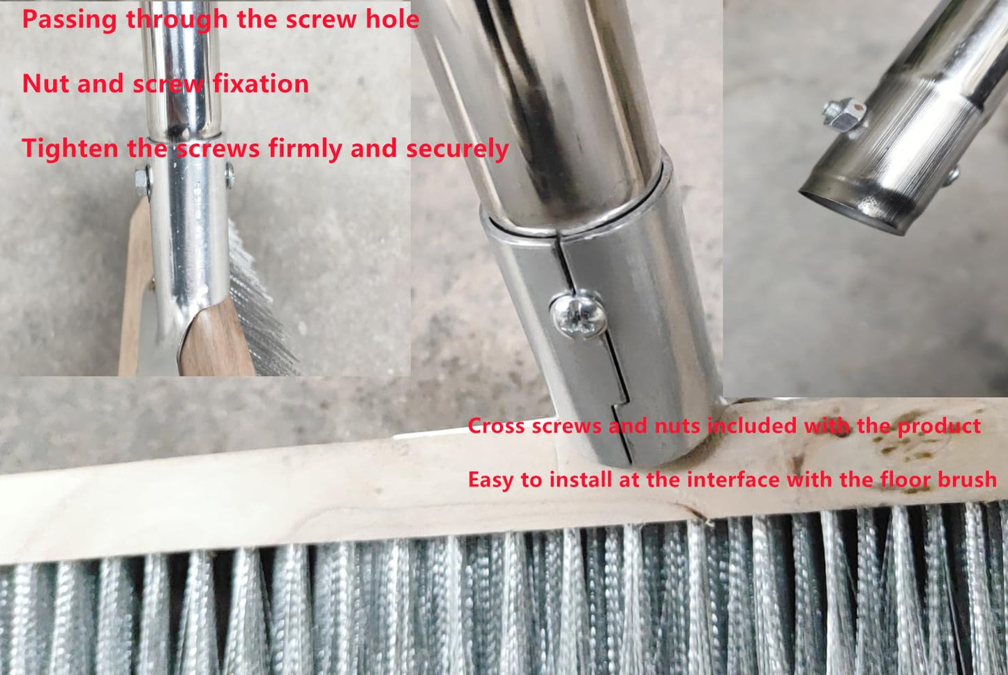 Sinyiol Large Deck Brush, 63 "L x 16" W Rough Surface Floor Hardbristle Brush, Stainless Steel Wire Outdoor Broom Brush for Cleaning Terrace Garage Deck Pool Fishing Boat Concrete Wooden Stone Road