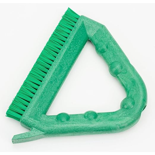 SPARTA Plastic Commercial Grout Brush, Triangle-Shaped Scrub Brush with Scraper and Two Threaded Holes for Attaching Handle (Sold Separately), 9 x 7 x 7 Inches, Green, (Pack of 4)