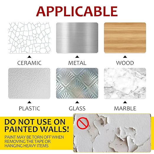 2 Rolls Heavy Duty Double Sided Mounting Tape - 1.2 Inches Wide, 0.07 Inches Thick, 15FT/Roll - Removable, Residue-Free for Home/Office/Outdoor