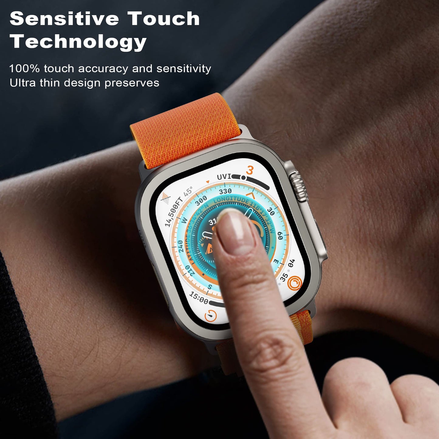 Wsken For Apple Watch Ultra 3/Ultra 2/Ultra Screen Protector 49Mm,9H Tempered Glass + Titanium Alloy Frame, [Keep Original] [Tou