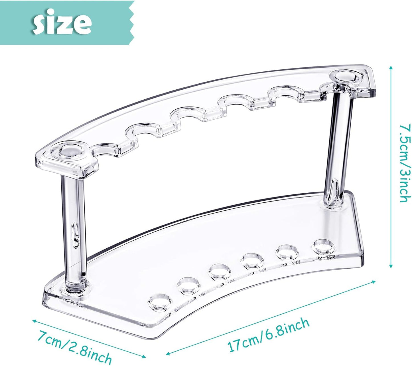 Tinlade 2 Pieces Plastic Pen Holder Stand Display Rack 6-Slot Pen Makeup Brush Rack Organizer Eyebrow Stand for School Office Home Store(Clear,black)