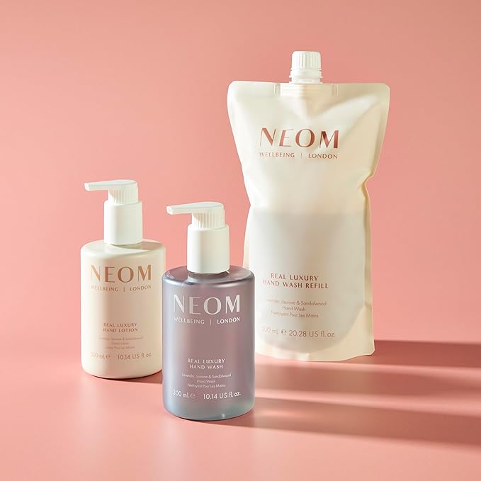 Neom Real Luxury Hand Wash, 300ml | Lavender, Jasmine & Sandalwood I 100% natural fragrances I Cleanses, softens, and replenishes I Refillable