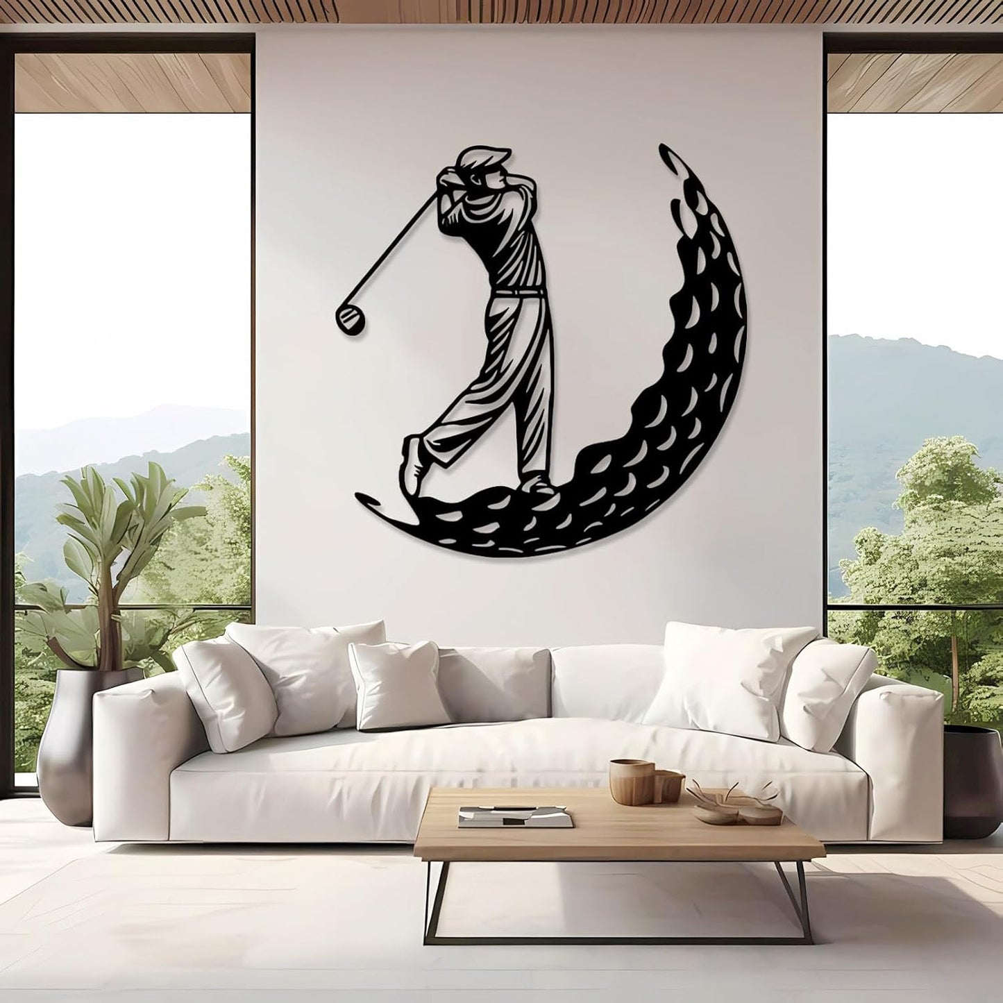 Golf Metal Wall Art, Golfer Metal Wall Decor, Golf Ball Wall Decor, Sports Wall Art, Sports Theme Wall Decor, Gift for Golf Player, Gift For Father, Home Office Wall Art, Man Cave (Silver, 24"x24"|60x60cm)
