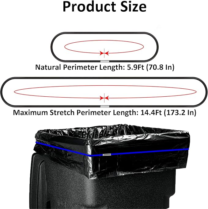 Large Trash Can Rubber Bands, 3 Pcs Trash Can Bands Trash Rubber Bands for 55-96 Gallon Garbage Cans, Durable Trash Bag Bands Elastic Bands to Hold Trash can Bags in Place (Black, Blue, Olive Green)