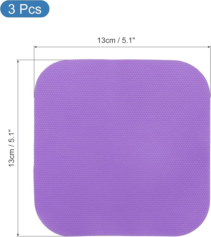 uxcell 3Pcs Rubber Jar Opener Grippers Pads, Multi-function Heat-insulated Non-Slip Grippers Pads for Jars, Kitchen Tool for Easy Opening (Purple, Square)