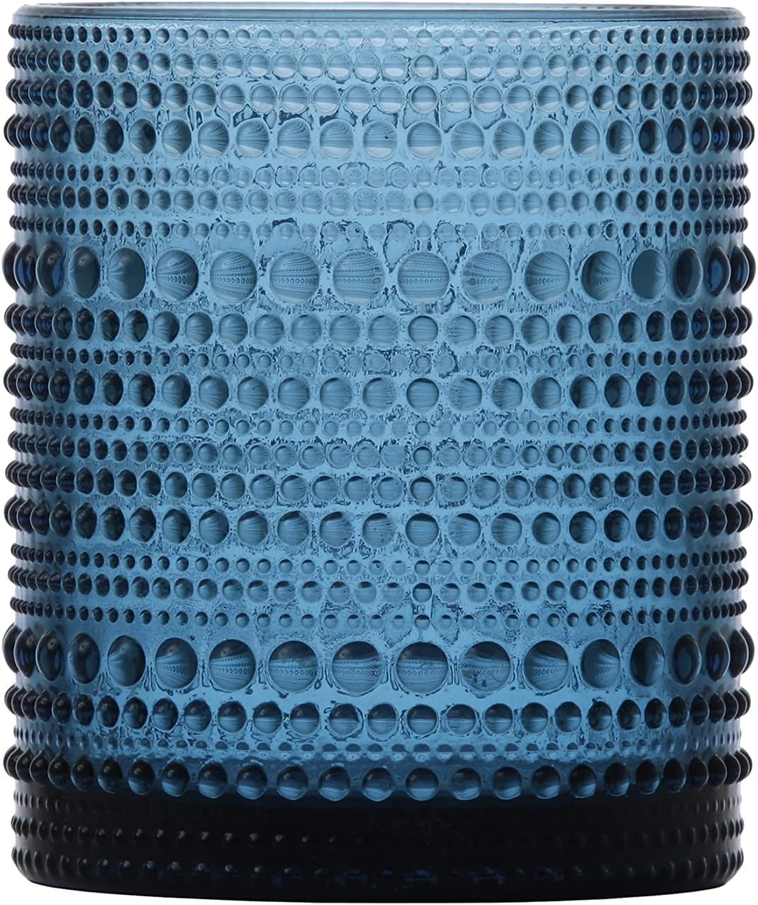 Fortessa Jupiter Beaded Hobnail Glass, 10 Ounce Double Old Fashioned (Set of 4), Cornflower Blue