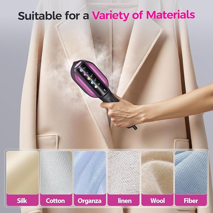 Travel Steamer for Clothes, 1200W Portable Steamer ＆ Iron 2 In 1, 13s Heat Up, LED Touch Display with 5 Modes, Large Ceramic Heat Panel, 110ml Tank, Garment Steamer for Home and Travel 𝟏𝟏𝟎𝐕