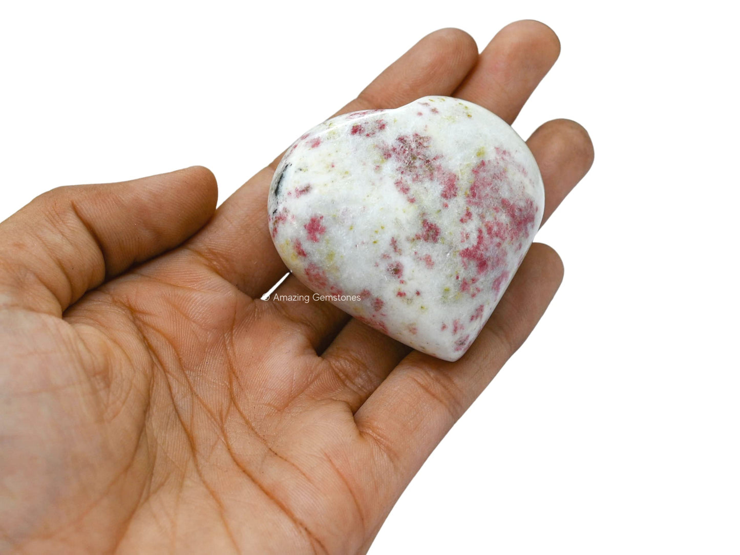 Amazing Gemstone Cinnabarite Crystal Heart Palm Stone - Pocket Massage Worry Stone for Natural Body Chakra Balancing, Reiki Healing and Crystal Grid