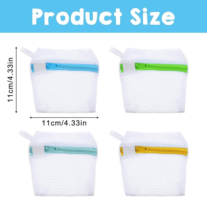 4PCS Laundry Pod Anti-Sticking Bag, Mesh Wash Bag Laundry Pods Dissolution Protection Bags Mini Washing Machine Underwear Washing Bags Scent Beads Storage Laundries Pouch Travel-Friendly