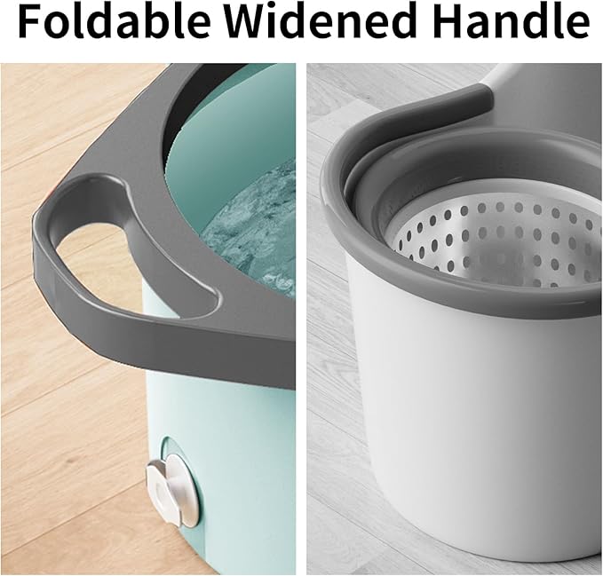 Spin Mop and Bucket with Separate Dirty and Clean Water,360° Spin Mop and Bucket System with Widening Foldable Handle,4 Replaceable Mop Pads,Square Mop for Floor Hardwood Tile Marble Wall Cleaning