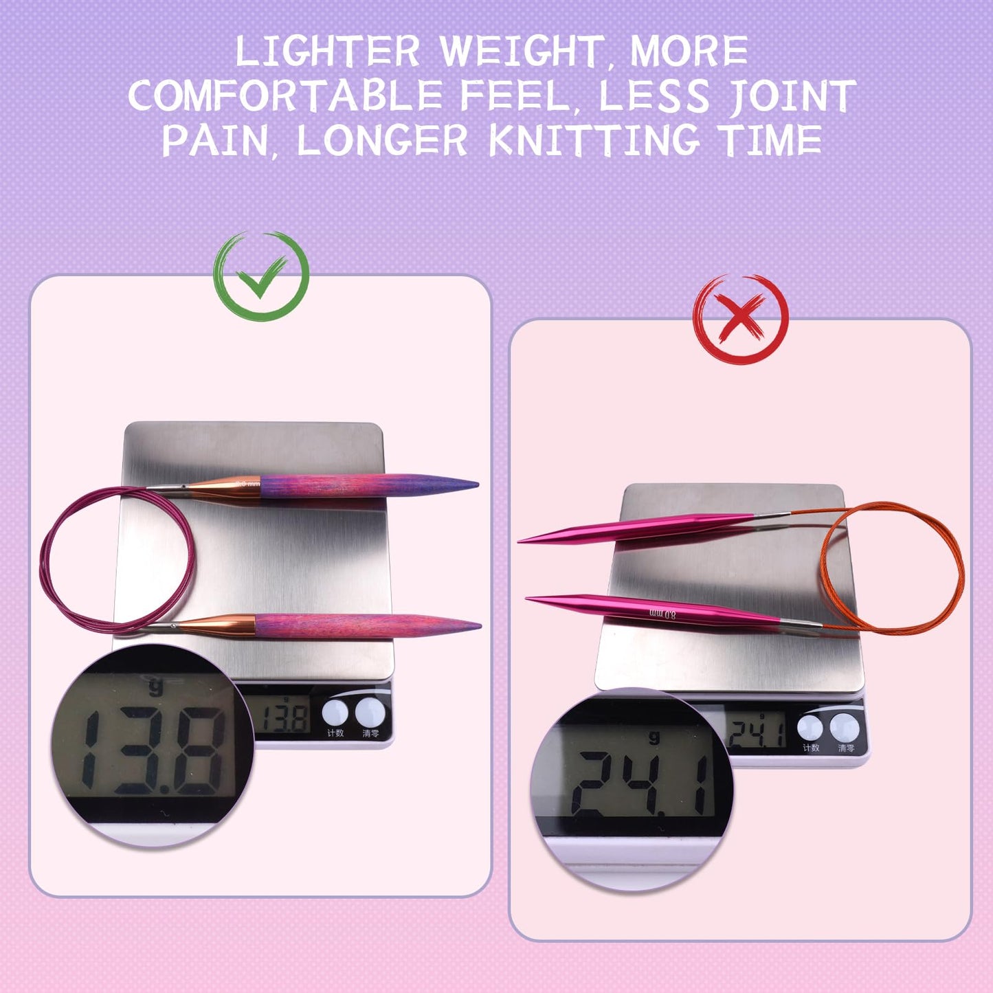 WAZAIGUR Circular Interchangeable Wooden Knitting Needles Set with Case Sizes 3mm, 3.25mm, 3.5mm, 3.75mm, 4mm, 4.5mm, 5mm, 5.5mm, 6mm, 7mm, 8mm, 9mm, 10mm, 13 Pairs, 4 Cables