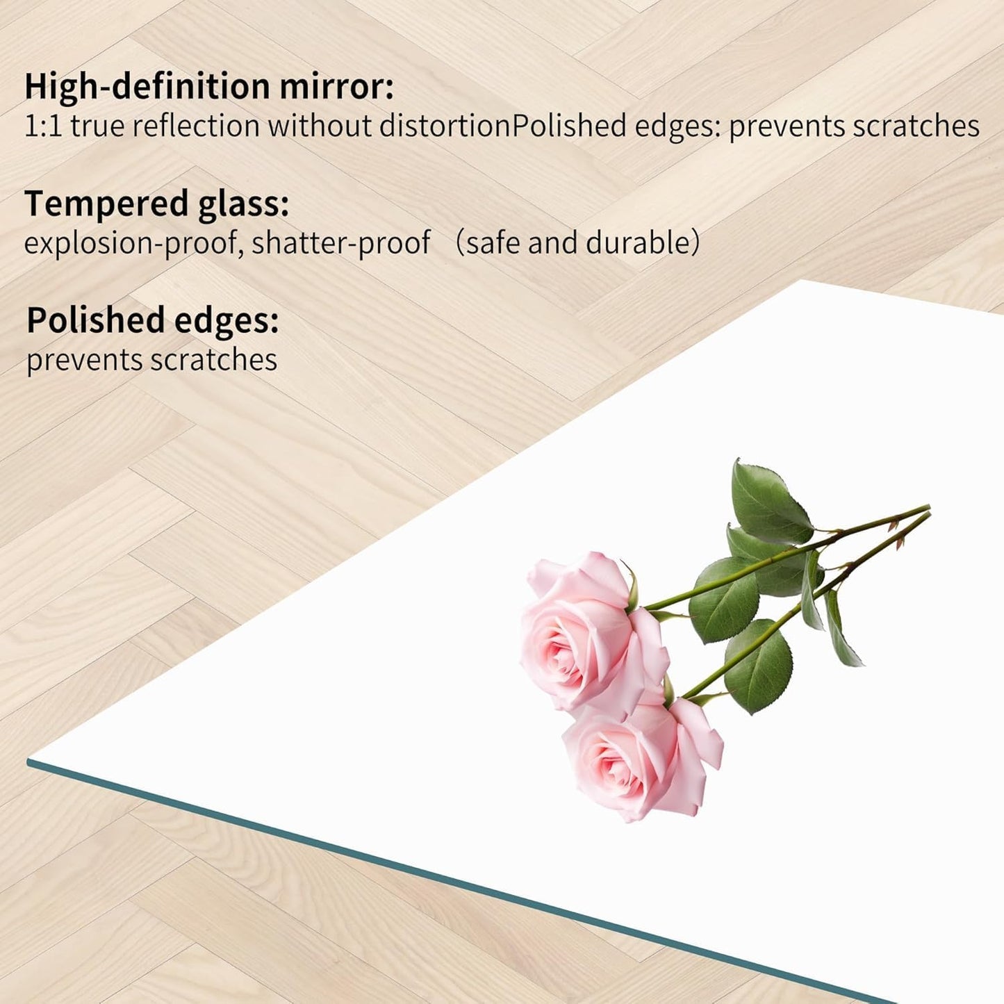 KOCUUY Frameless Mirror, 36"x48" Bathroom Mirror for Over Sink, Unframed Vanity Mirror, Large Rectangle Mirror for Bathroom, Bedroom, Living Room, Entryway, Upgraded Shatterproof