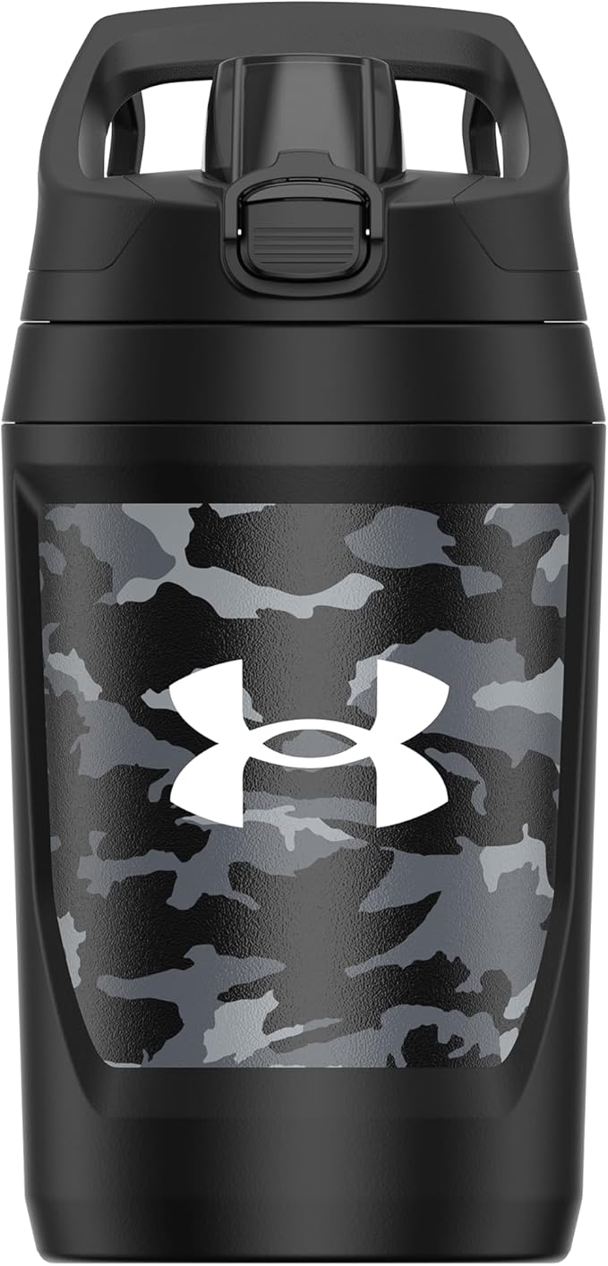 Under Armour 32 oz Insulated Water Bottles - Sports Water Jug with Fence Hook, Leak Resistant for Baseball, Football & More, 32 oz Insulated, Black Woodland