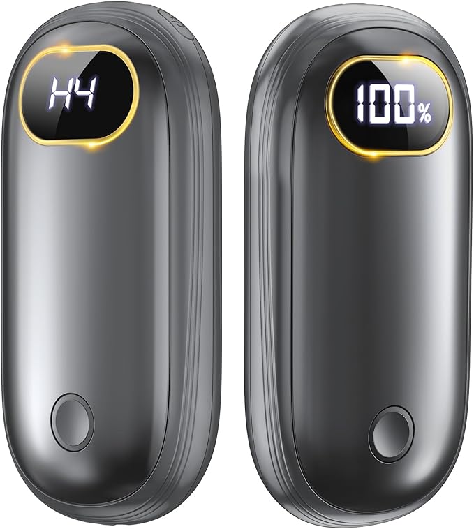 Hand Warmers Rechargeable - Electric Hand Warmers 2 Pack with Dual-Sided Heating for 15Hrs Warmth, LED Display & Flashlight, Hunting Essentials, Gifts for Christmas Man Women Raynauds Golf