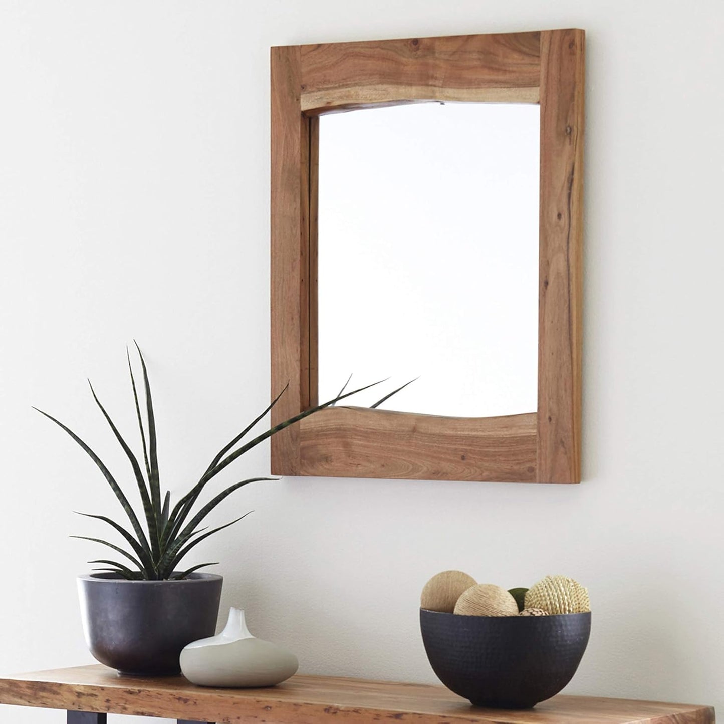 Alpine Natural Live Edge Wood Coat Hooks, 36 in. , Unique Variations Adds Natural Character, Clear Finish, Knots & Cracks, Real Wood Ambiance
