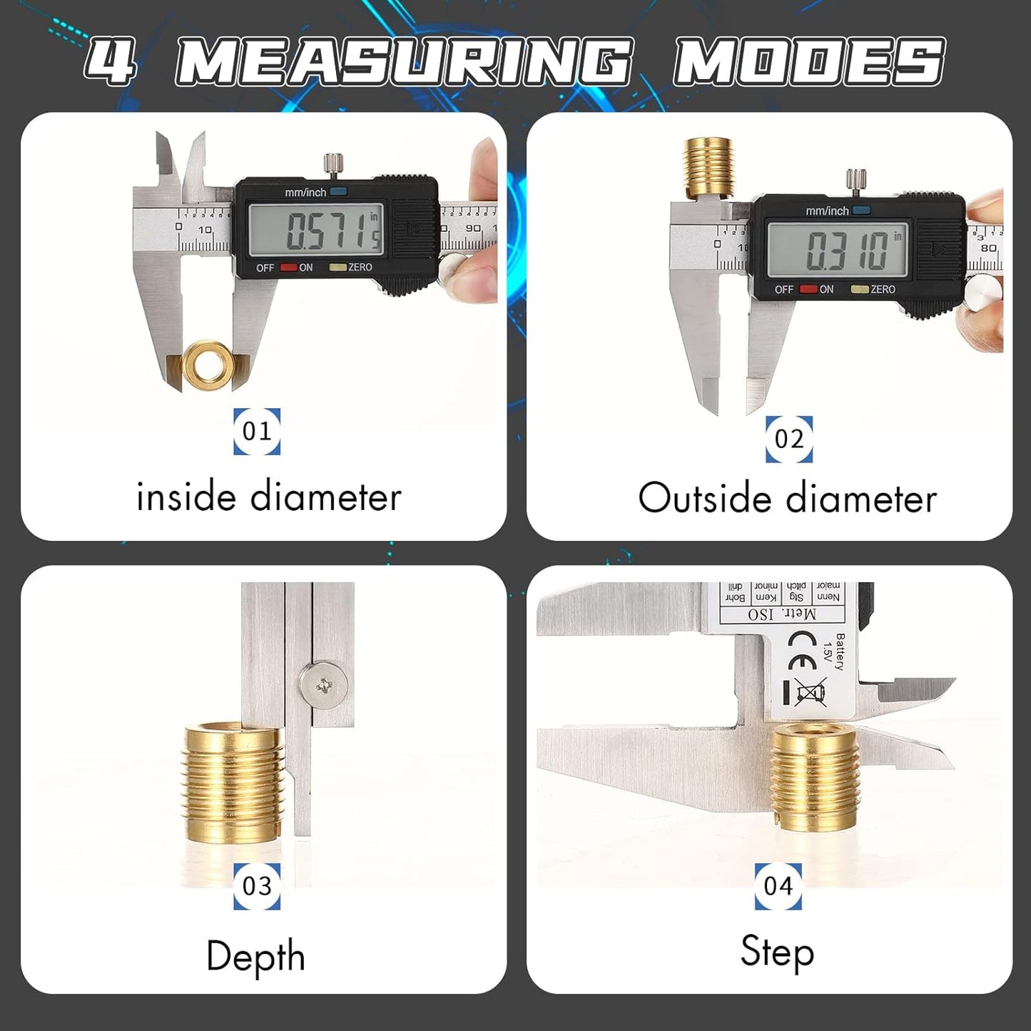Electronic Digital Caliper Measuring Tool, Stainless Steel Vernier Caliper Digital, Easy Switch from Inch Metric, LCD Screen,0-6inch/150mm Caliper Measuring Tool for DIY/3D Printing