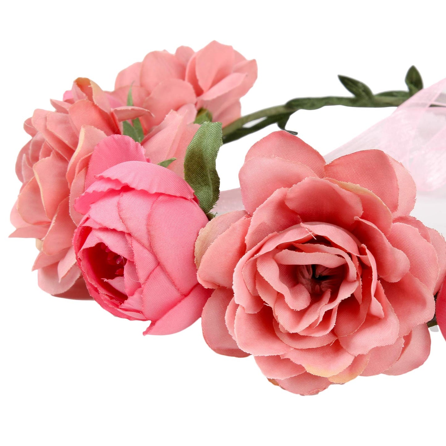 FirstCos Adjustable Rose Flower Crown for Women Girls Headbands Romantic Hair Wreath Halo Floral Garland Headpiece Wedding Birthday Party Maternity Photoshoot Props (2PCS Rose Flower Headbands)