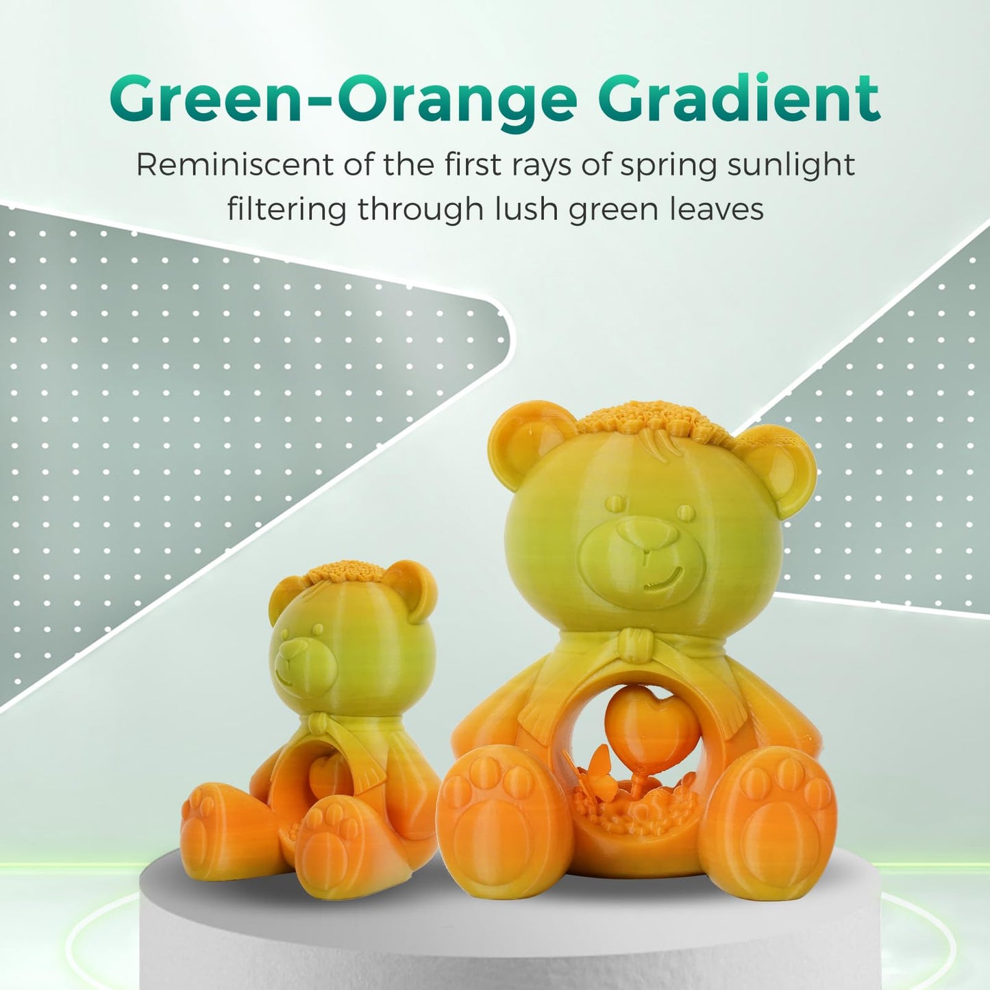 Flashforge Pla Filament 1.75Mm +/- 0.02Mm Orange To Green Gradient, Smooth Color-Changing 3D Printer Filament 1Kg (2.2Lbs) Spool