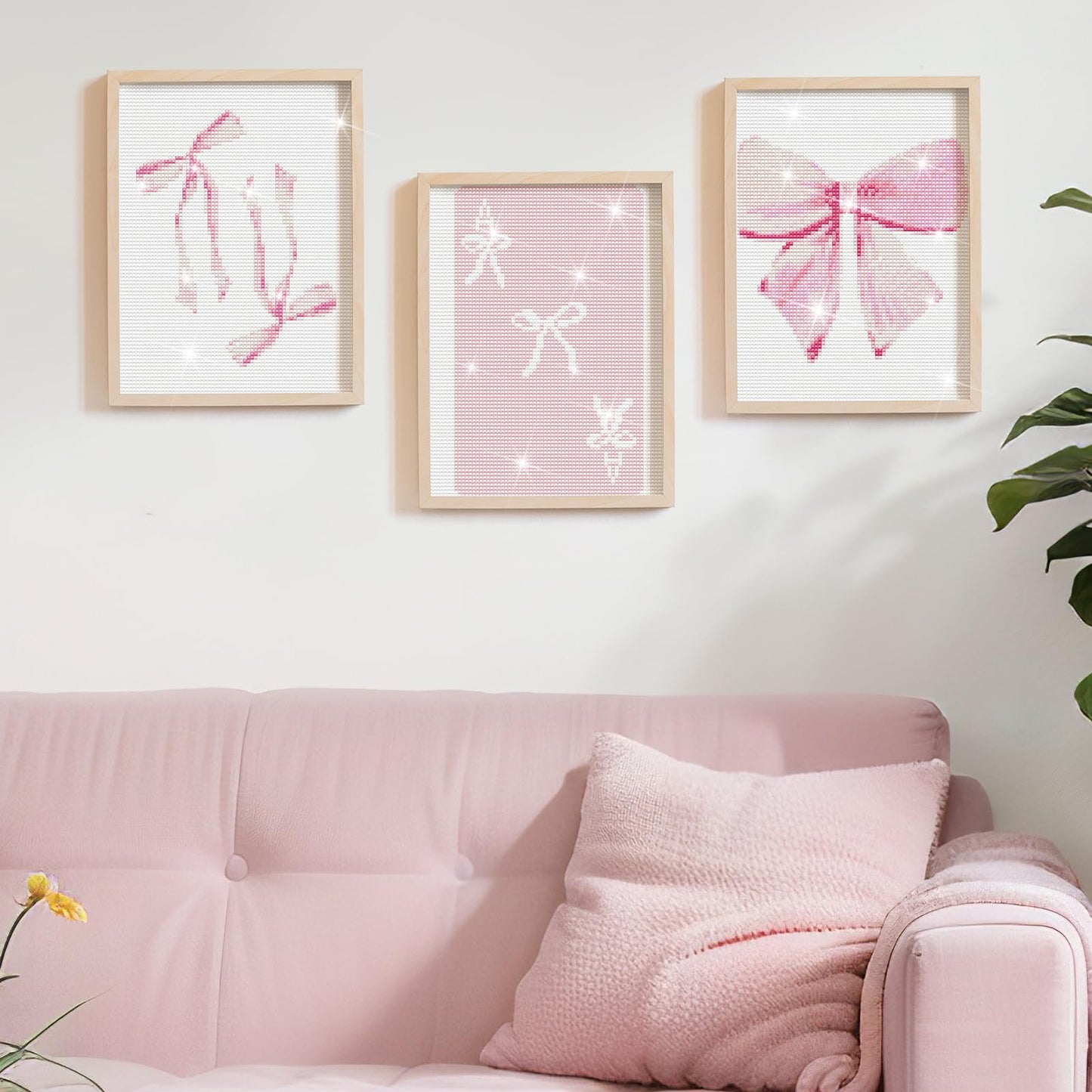Chunful 6 Pcs Pink Bow Diamond Painting Kits, DIY Painting for Adults Diamond Crafts Aesthetic Room Decor Cute Coquette Bow Pictures 5d Craft Wall Decor for Home, 10 x 11.8''