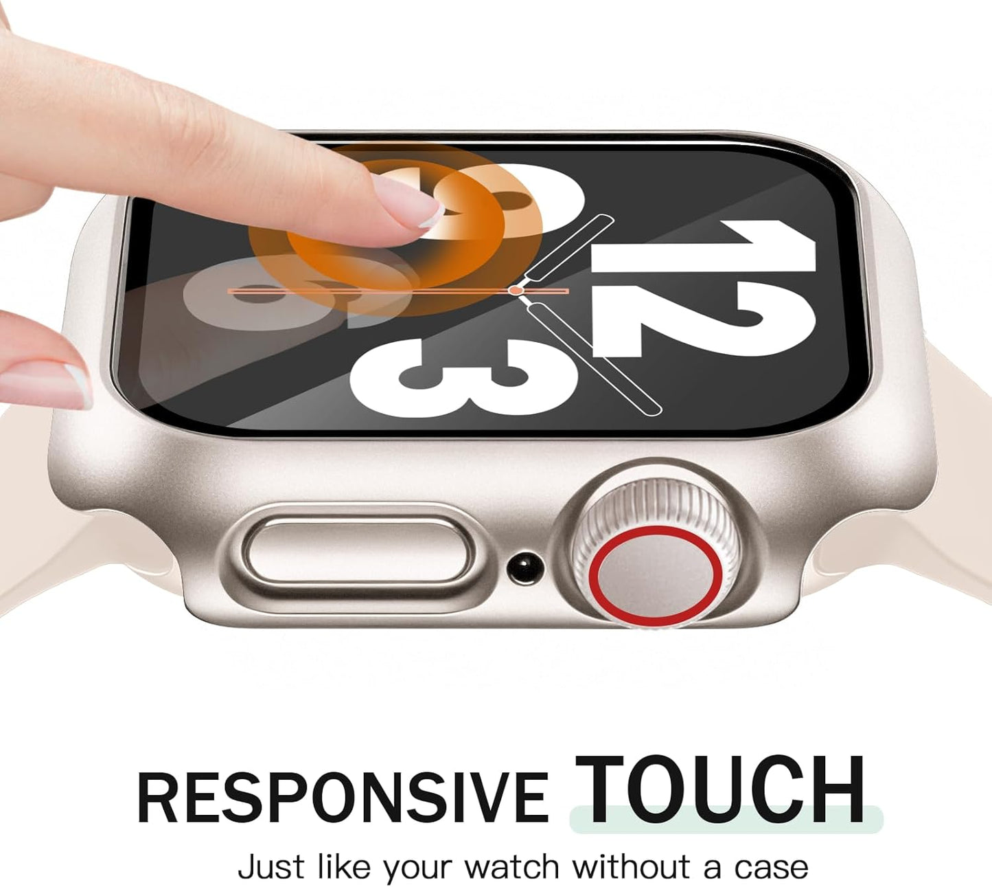 JR.DM 41mm 2 Pack Hard PC Case with HD Tempered Glass Screen Protector for Apple Watch Series 9/8/7, Slim Guard Bumper Full Coverage Protective Anti-Scratch Face Cover for iWatch, Starlight+ Clear