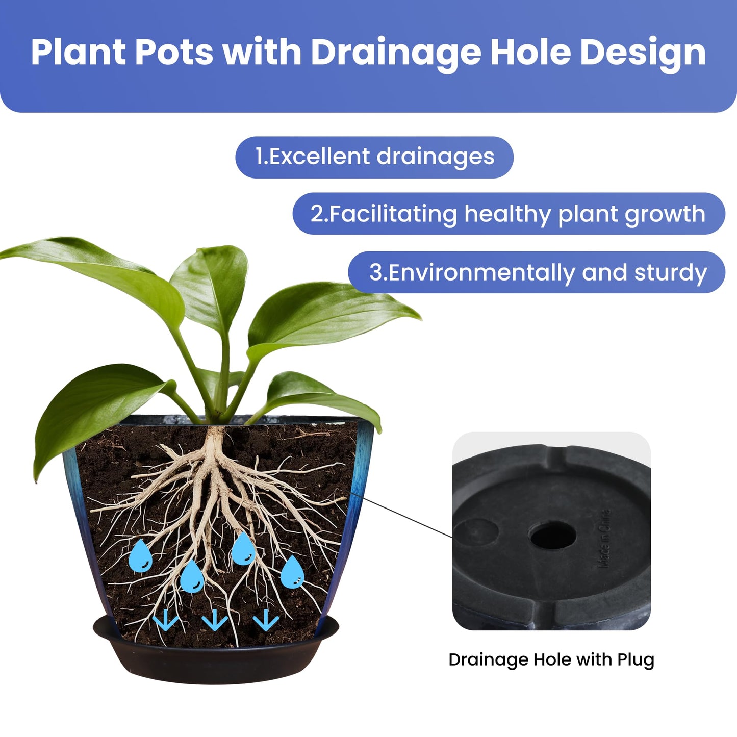LESOASIS Plant Pots Pack of 4, 8 inch Plastic Flower Pots, Modern Glossy Finishing Planter for Indoor Outdoor Plants (Orange Glaze, 4 Pack)