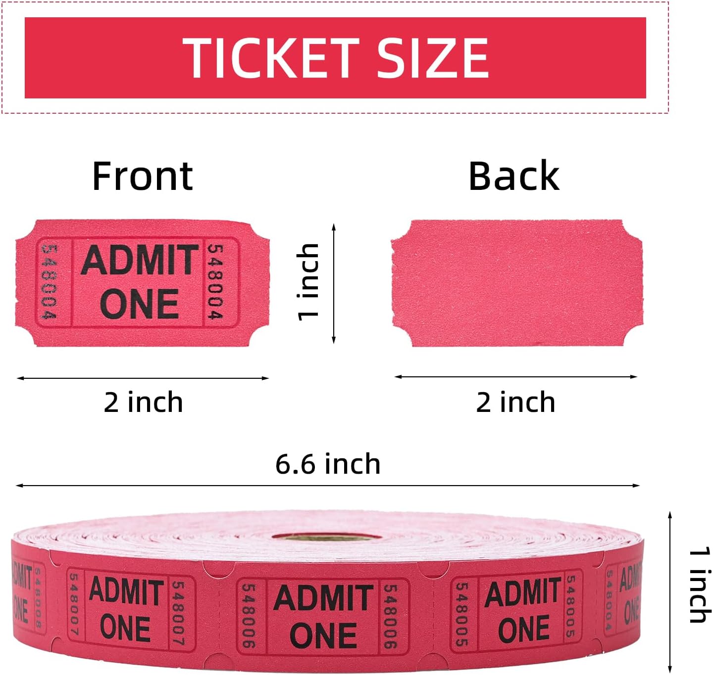 Raffle Tickets Roll - 2000 Tickets Single Roll for Fundraisers, Carnivals, Events - Durable Stub Design, Easy Tear & Organize(Blue)