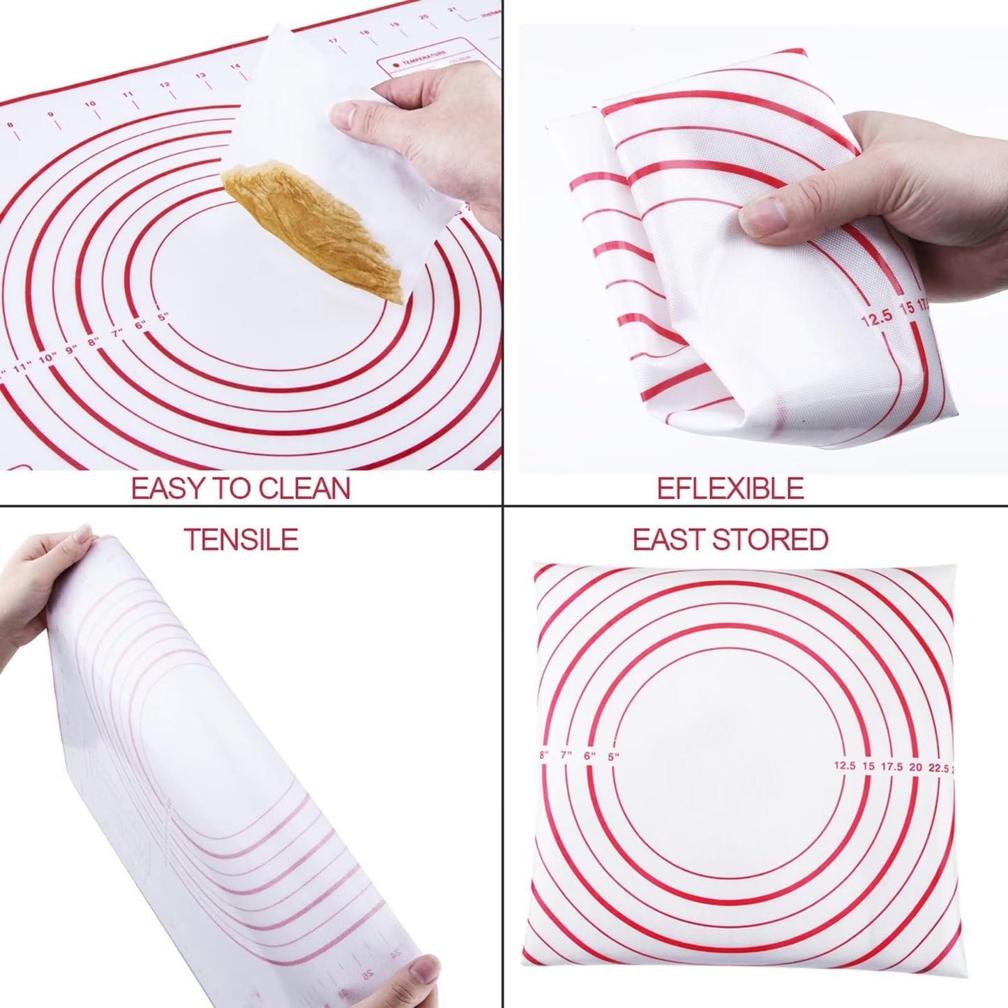 Stainless Steel Rolling Pin and Silicone Mat Set, Adjustable Thickness Rings - For Baking Dough, Pizza, Pies, Pastries, Pasta, Cookies