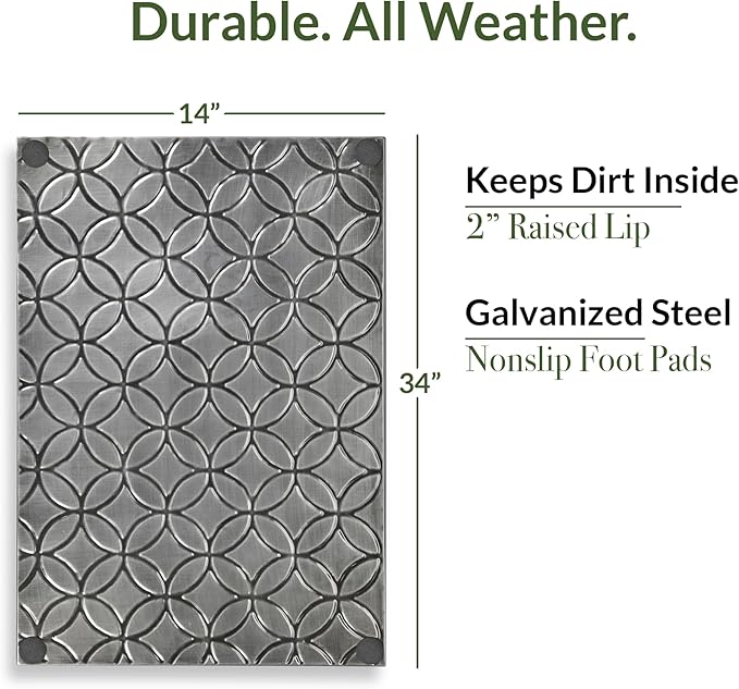 Good Directions Small Boot Tray, Double Circles Multi-Purpose All Weather Decorative Boot Shoes, Plants, Garage, Patio Door, Pet Bowls, 20 inch Entry Indoor Shoe Tray for Apartment, Dark Zinc Gray