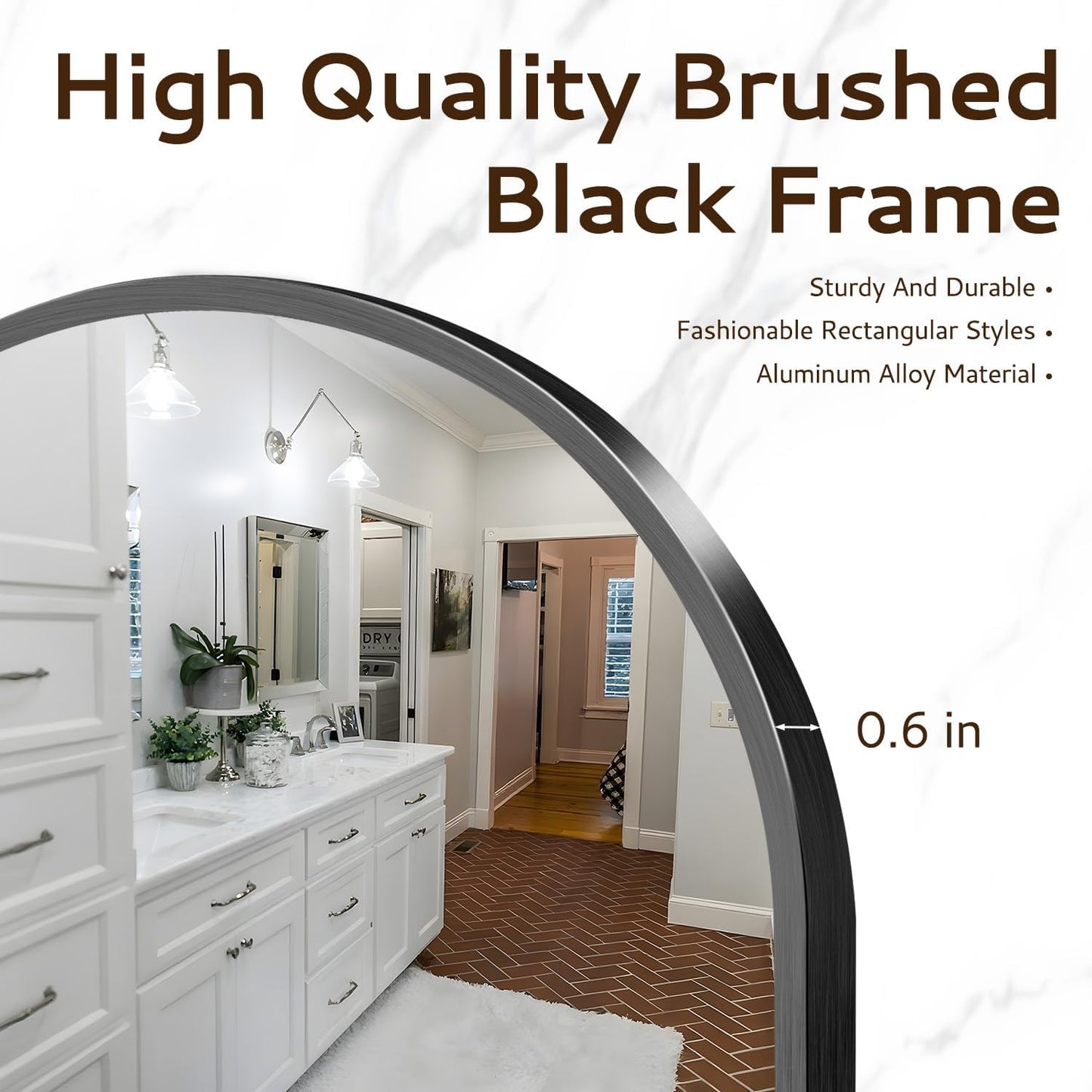 Circle Mirror 16 Inch Black Round Bathroom Mirror Round Bathroom Mirror Circle Mirrors for Wall Decor Frosted Metal Frame Anti-Rust Tempered Glass for Bedroom Living Room Decorative