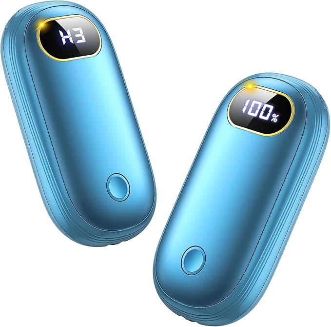Electric Hand Warmers Rechargeable with Power Bank, LED Display, 17Hrs Warmth, Dual-Side 4 Levels Fast Heating Portable Pocket Heater for Hunting, Camping, Golf, Outdoor, Gifts for Women/Men