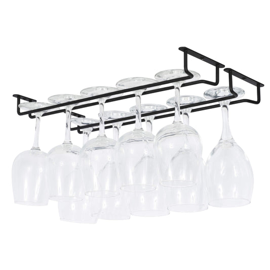 Wallniture Brix Wine Glass Holder Under Cabinet Kitchen Organization and Storage for Kitchen Decor, Black Iron 17 Inch Set of 2