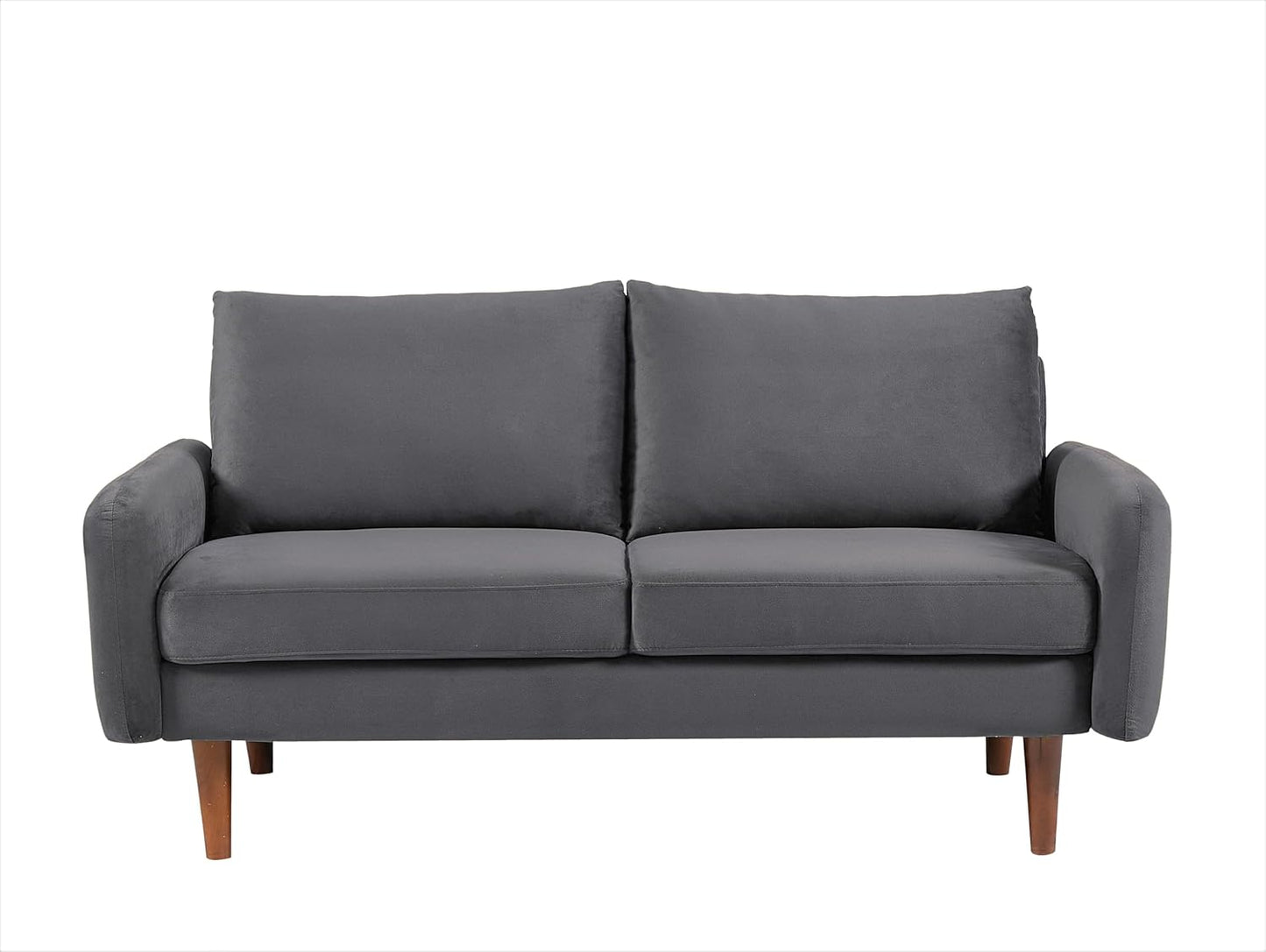 Container Furniture Direct Kent Velvet Loveseat Sofa for Modern Living Rooms and Compact Spaces, Comfy 2 Seater Couch Studio Apartment Furniture with Sleek Design, Grey