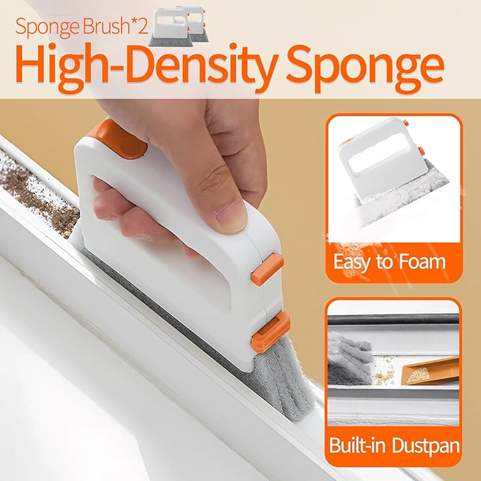Window Track Cleaner Tools Set - 8 Pcs Groove Cleaning Brush Kit, for Sliding Door Track, Shutter, Sill, Tile Lines, Sink