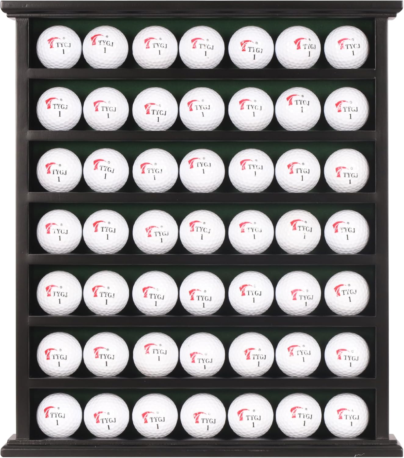 DisplayGifts Golf Gift 49-Golf Ball Display Case Cabinet Rack, No Door Open Rack Black Finish Frame