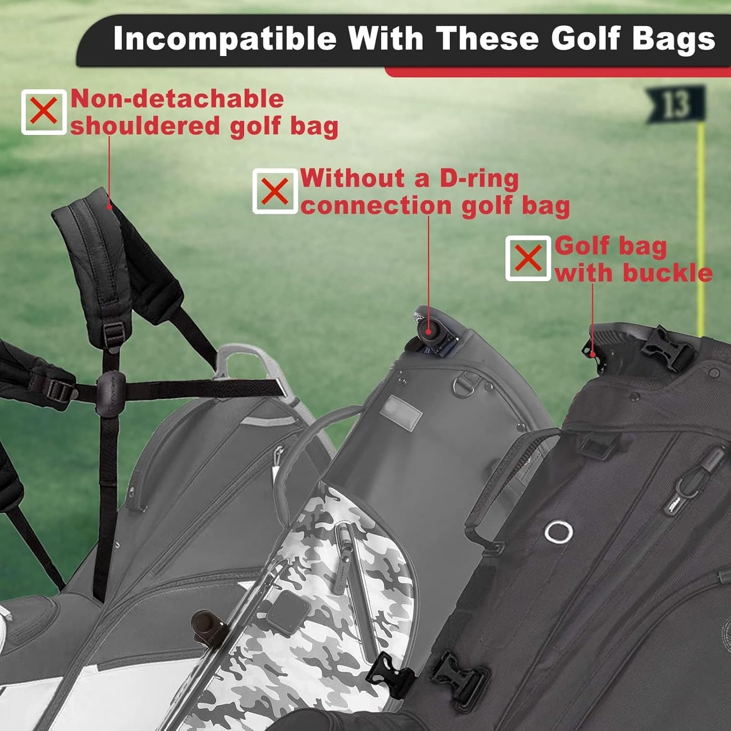 Golf Bag Strap Replacement Comfort Double Shoulder Adjustable Strap Padded Golf Carrying Bag Strap