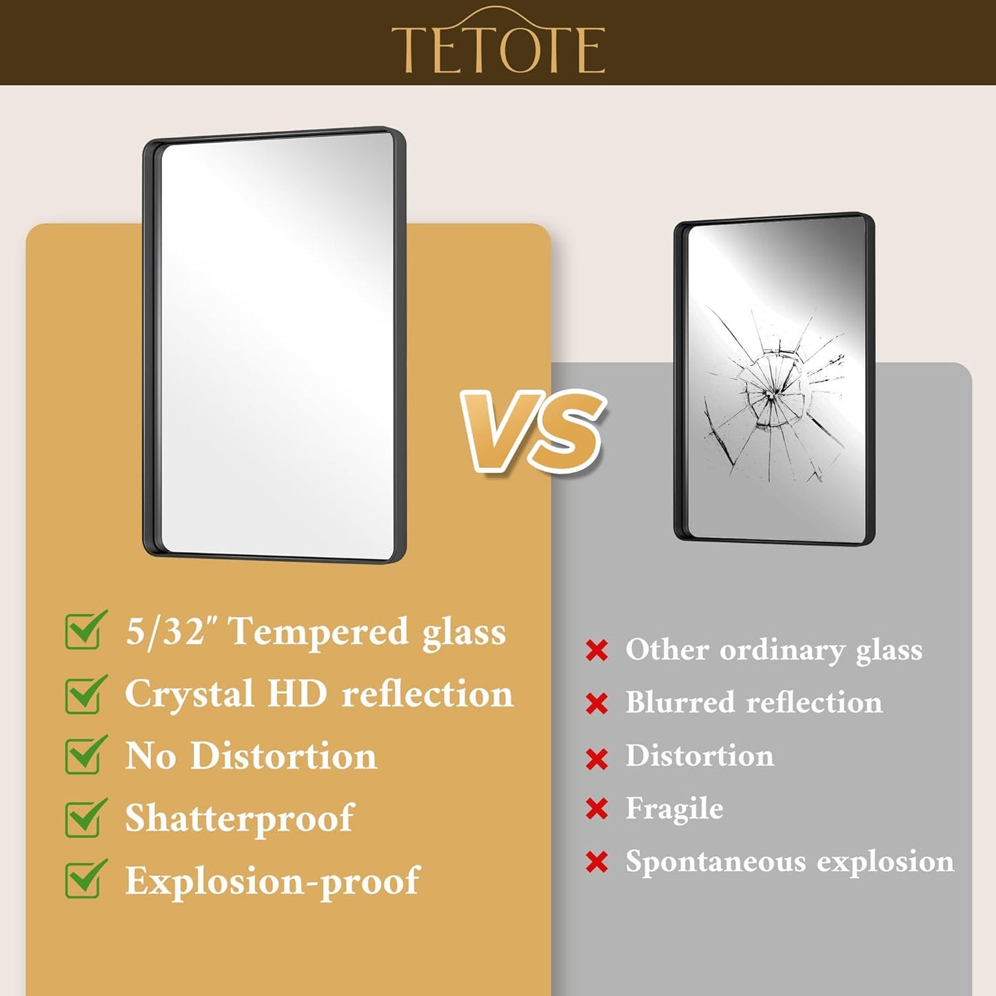 TETOTE Black Bathroom Mirror 30 x 30 Matte Black Metal Framed Vanity Mirror, Tempered Glass, Wall Mounted for Bathroom, Entryway, Bedroom, Living Room(Horizontal/Vertical)