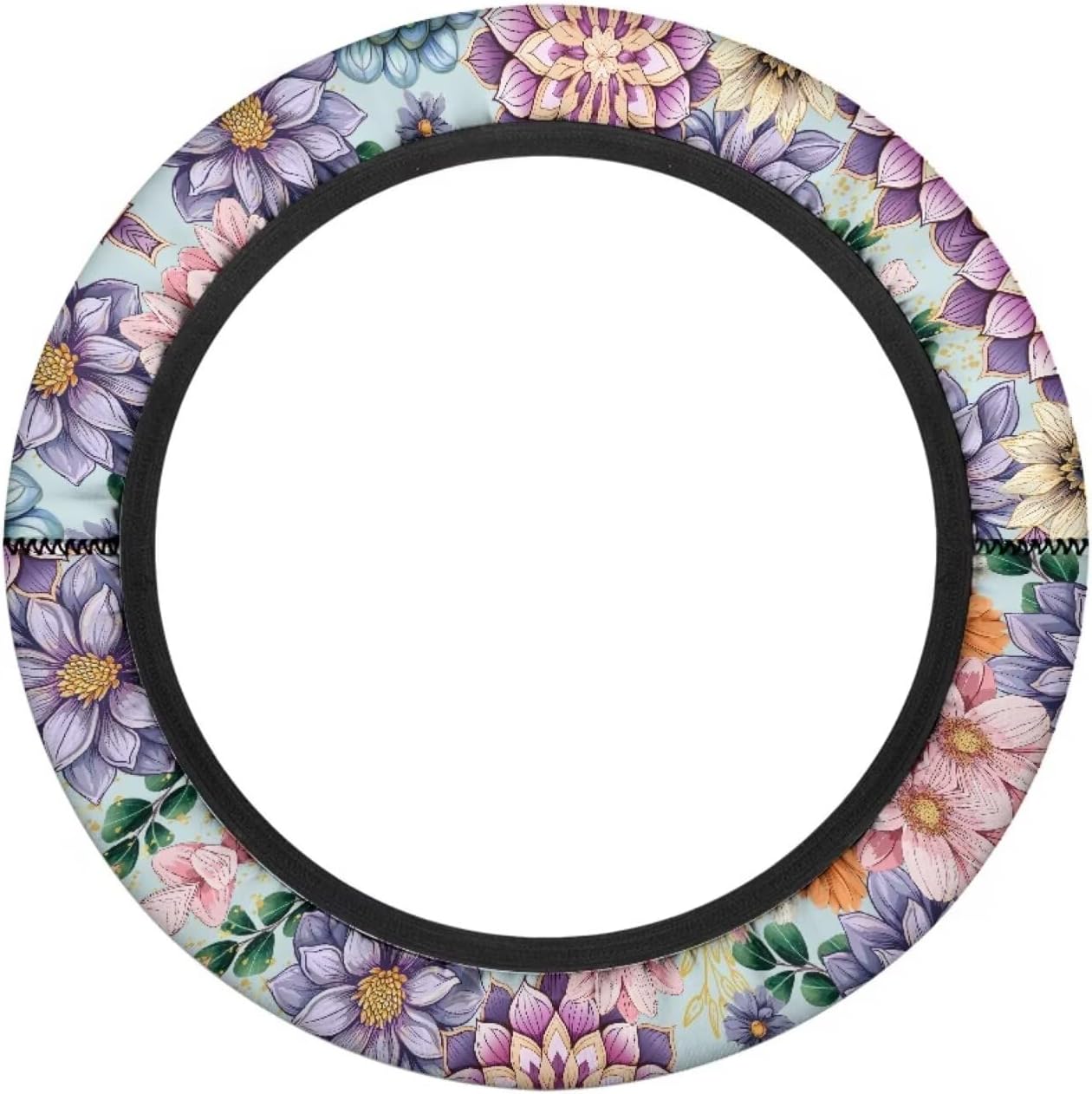 Boho Flowers Golf Cart Steering Wheel Covers Universal 13-14 Inch Golf Cart Steering Wheel Covers Club Car Soft and Washable Blossom Accessories Protector
