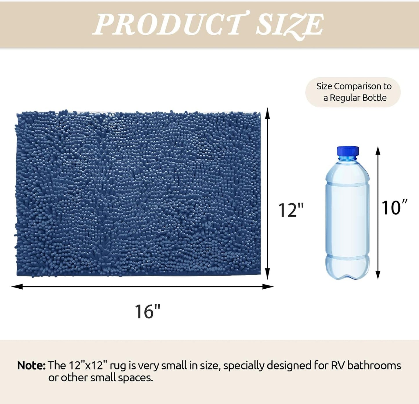 Non-Slip Bath Rug,Extra Soft Microfiber Bedroom Shag Carpet with Anti-Slip Backing,Water/Dust Absorbent Fast Dry Shower Mat,Sound Insulated Stairs Pad,Machine Washable (NavyBlue,12 x 16 Inches)