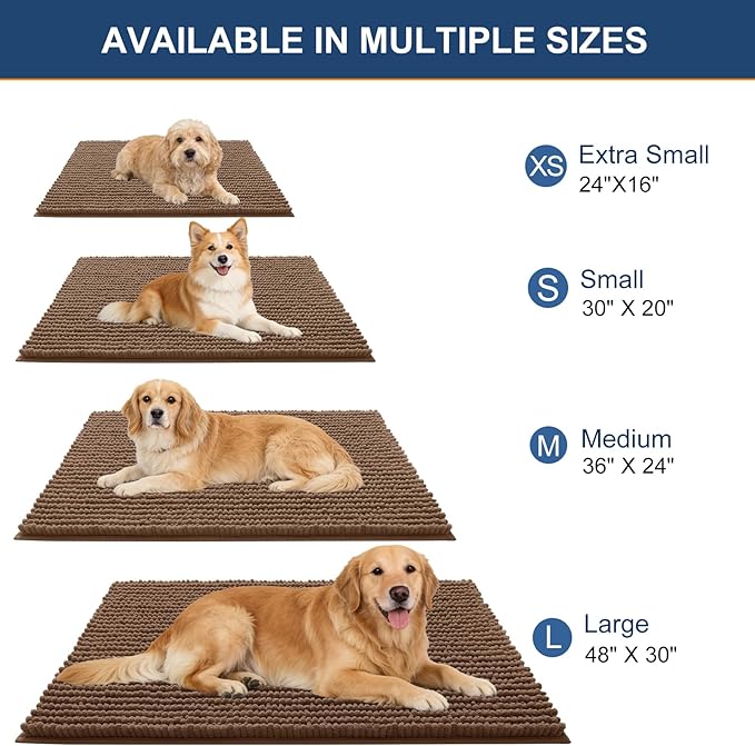 OLANLY Dog Door Mat for Muddy Paws 40x32, Ultra Absorbent Chenille Mud Doormat, Non-Slip Washable and Dirt Trapping Doormat for Indoor Entryway, Quick-Dry Indoor Pet Bed Mats for Dogs, Mocha