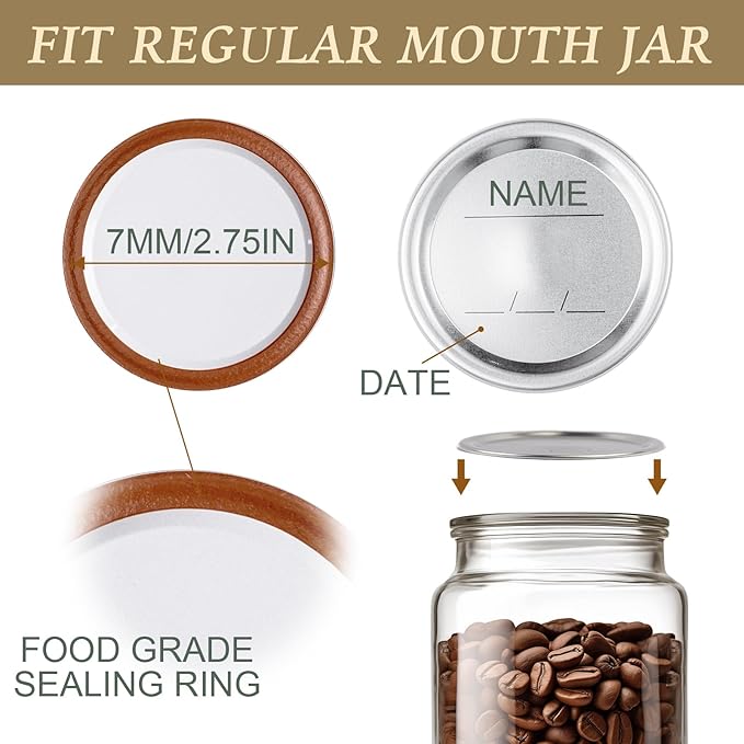 100 PCS Canning Lids Regular,2.76in Regular Mouth Mason Lids,Ball Jar with Lids with Leak proof Airtight Seal Rust Proof Split,Regular Mouth Mason Jars Food Grade,Canning Food DIY