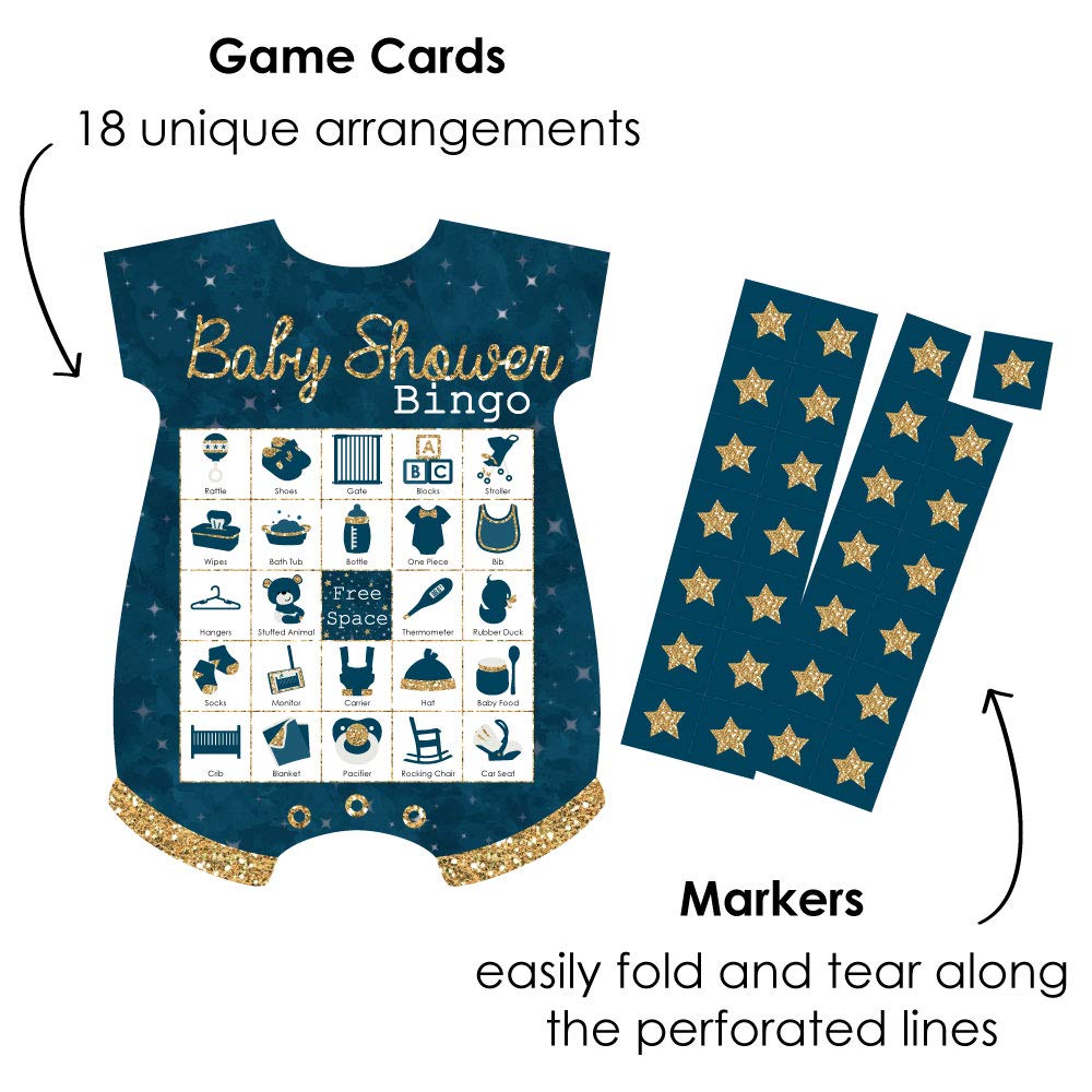 Big Dot of Happiness Twinkle Twinkle Little Star - Picture Bingo Cards and Markers - Baby Shower Shaped Bingo Game - Set of 18