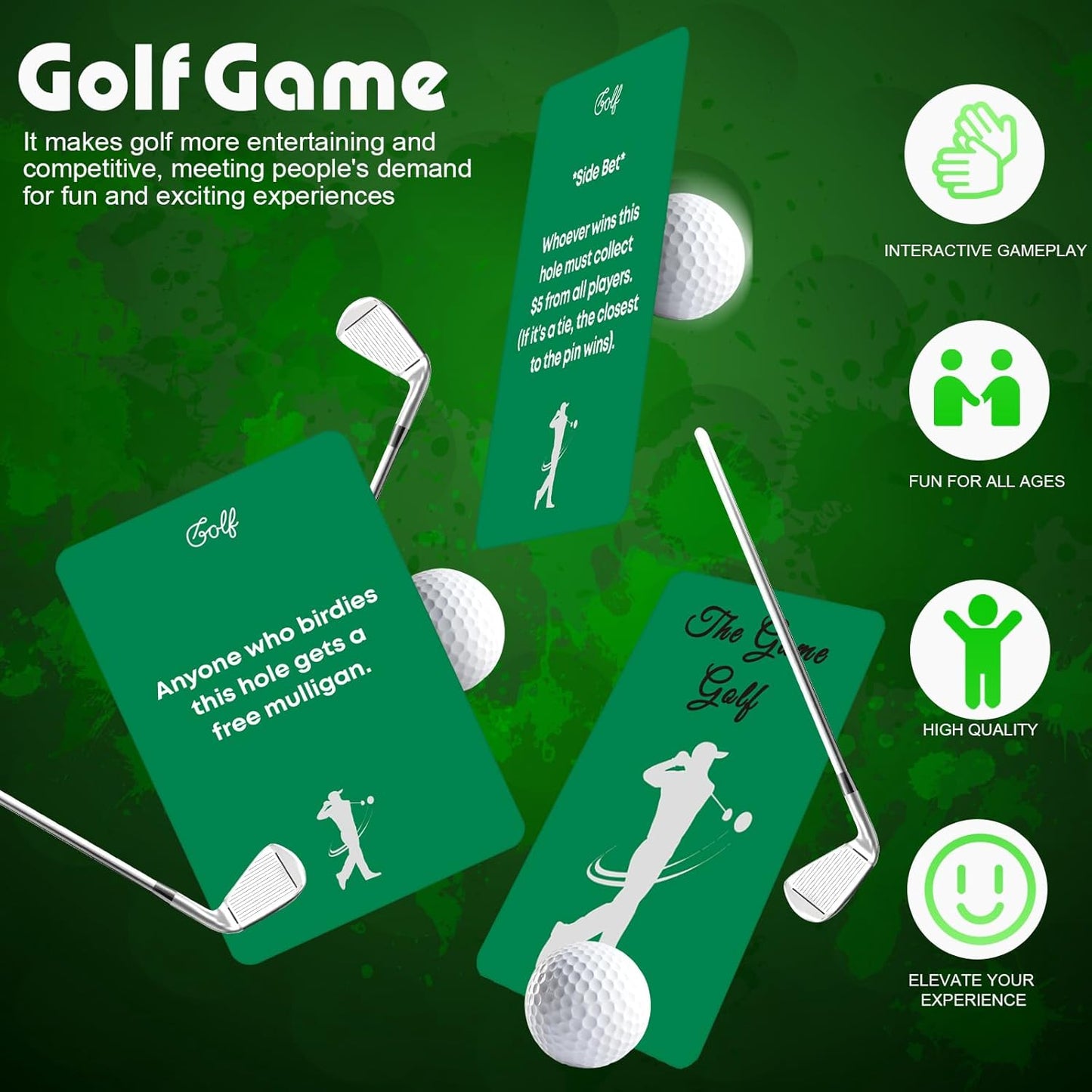 Golf Card Games, Include 33 Challenge Golf Cards and 1 Instruction, Interactive Social Game for Golfers, Portable Group Activity with Creative Rules for All Skill Levels