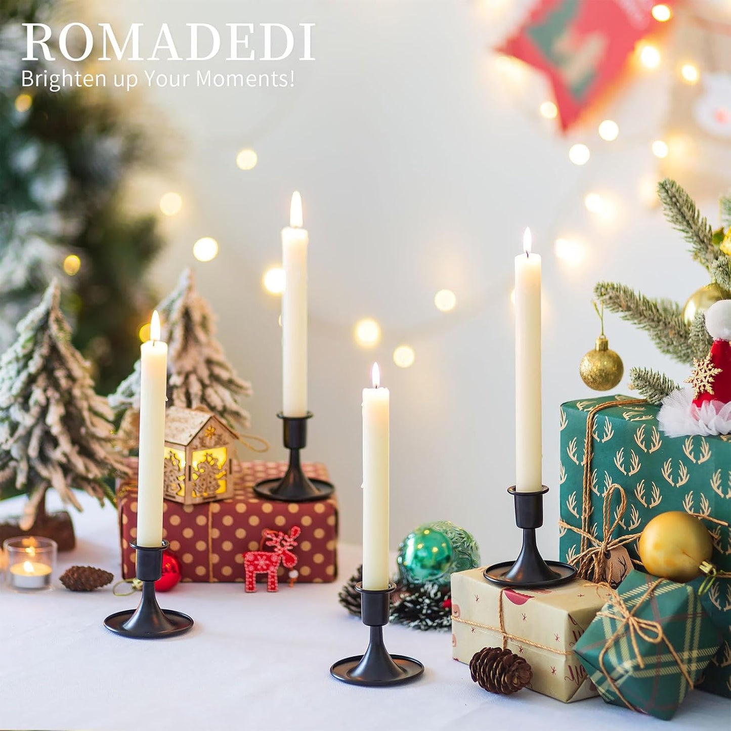 Black Candlestick Candle Holders for Taper ：12 PCS Romadedi Candle Stick Holder Set Vintage Table Centerpiece Halloween Decoration Wedding Christmas Fireplace Mantel Home Deocr