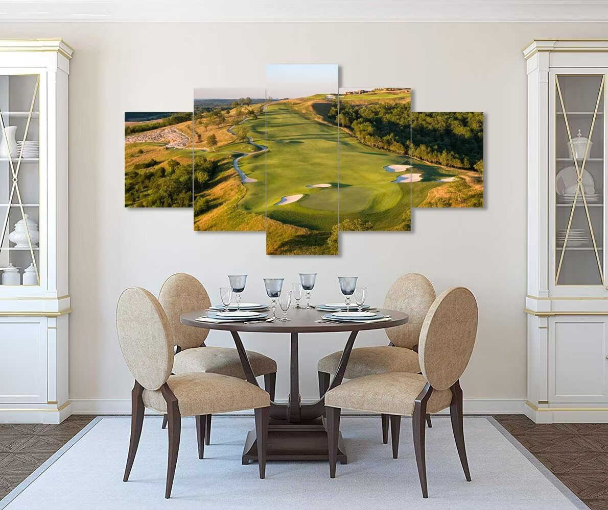 chenchenArt Paynes Valley Golf Course Wall Art for Office Living Room Bedroom Wall Decorations Paynes Valley Golf Course Picture Poster Canvas Prints Framed Ready to Hang(60''W x 32''H)