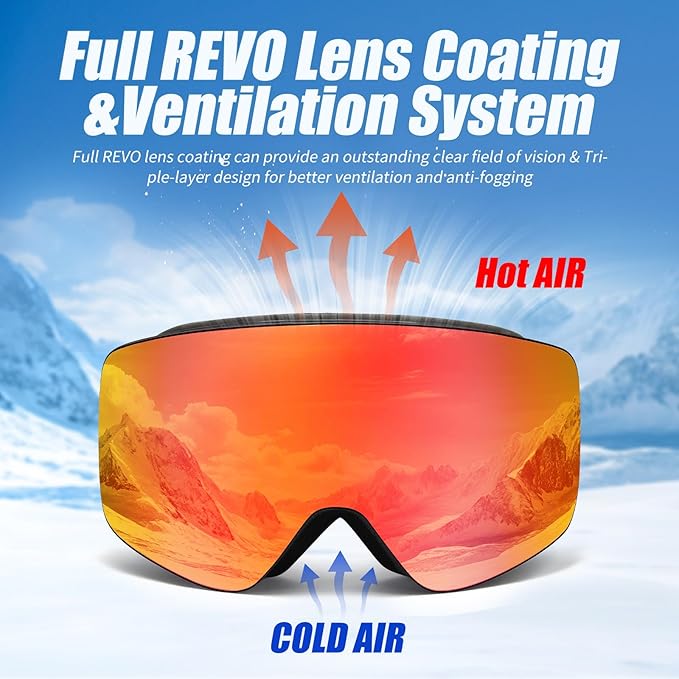 Ski Goggles OTG Snow/Snowboard Goggles Snowboarding Goggles Over Glasses Ski Goggle for Men Women Adult