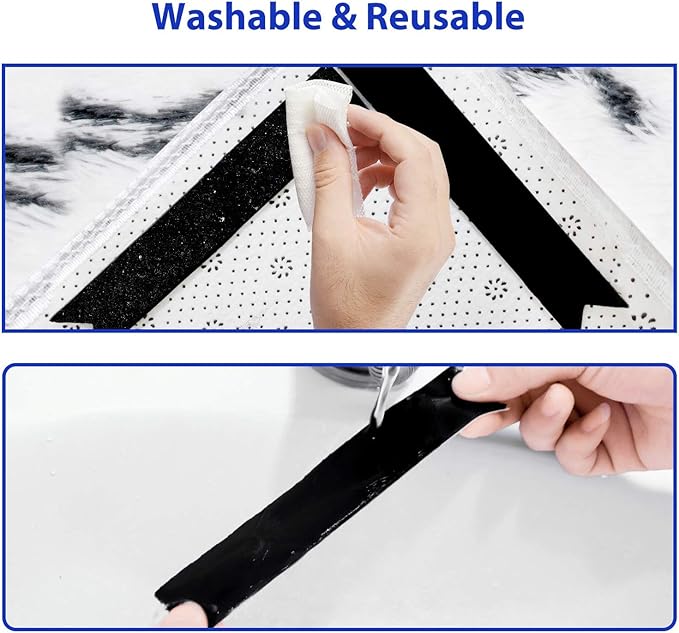 16 Pcs Dual Sided Washable Removable Rug Stopper, Non Slip Adhesive for Hardwood Floors and Carpet Corners