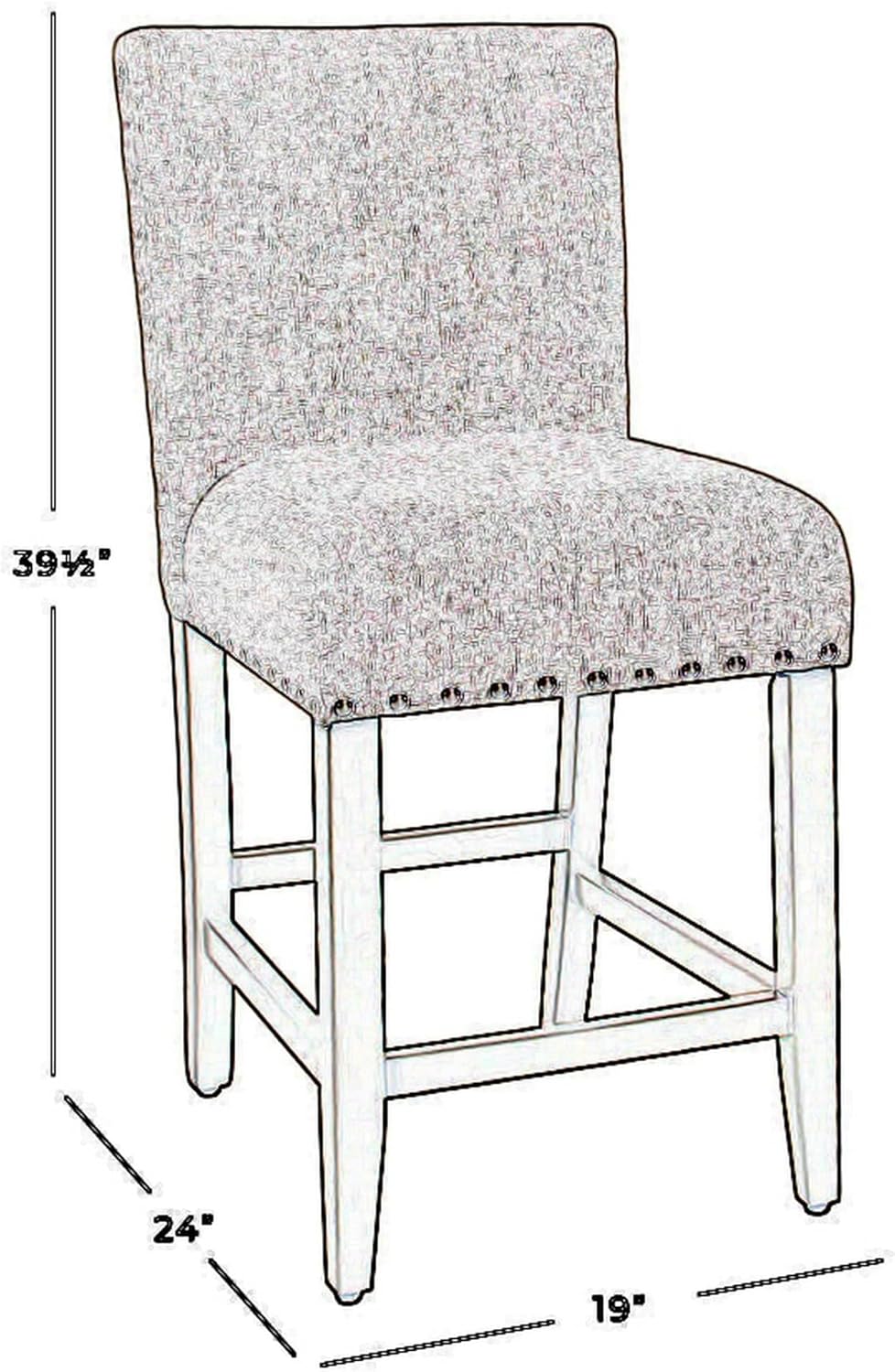 Homepop Home Decor | Backless Nailhead Trim Counter Height Bar Stools | 24 Inch Bar Stools | Decorative Home Furniture (Sterling Gray)